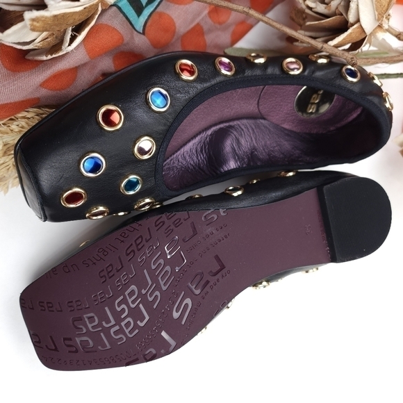 RAS Luxury Brand Blue Jeweled Ballet Flats Sz 38 - Picture 2 of 9